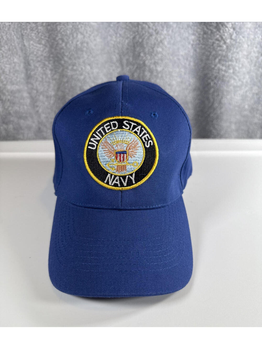 US Navy United States Military Veteran Embroidered Patch Baseball Cap Hat Blue